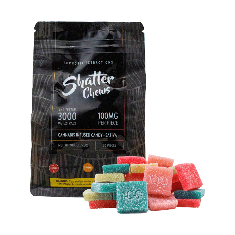 Euphoria Extractions Shatter Chews (3000mg Party Pack / Sativa)