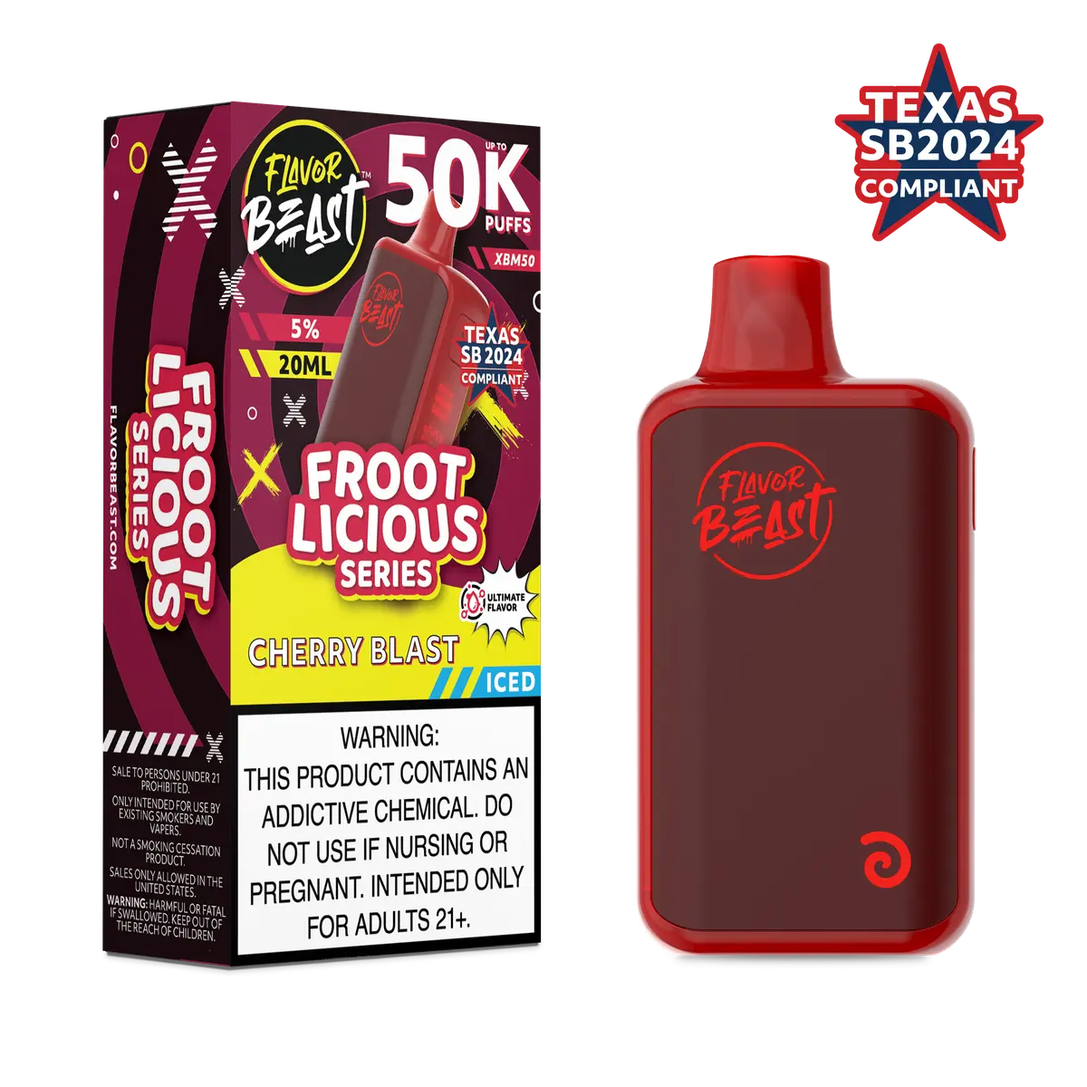 Flavor Beast Froot Licious Series Vape 50K (Cherry Blast Iced)