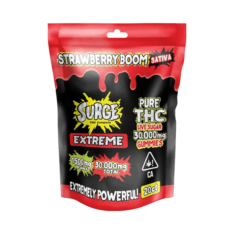Surge Pure THC Live Sugar 30,000mg Gummies (Sativa / Strawberry Boom)