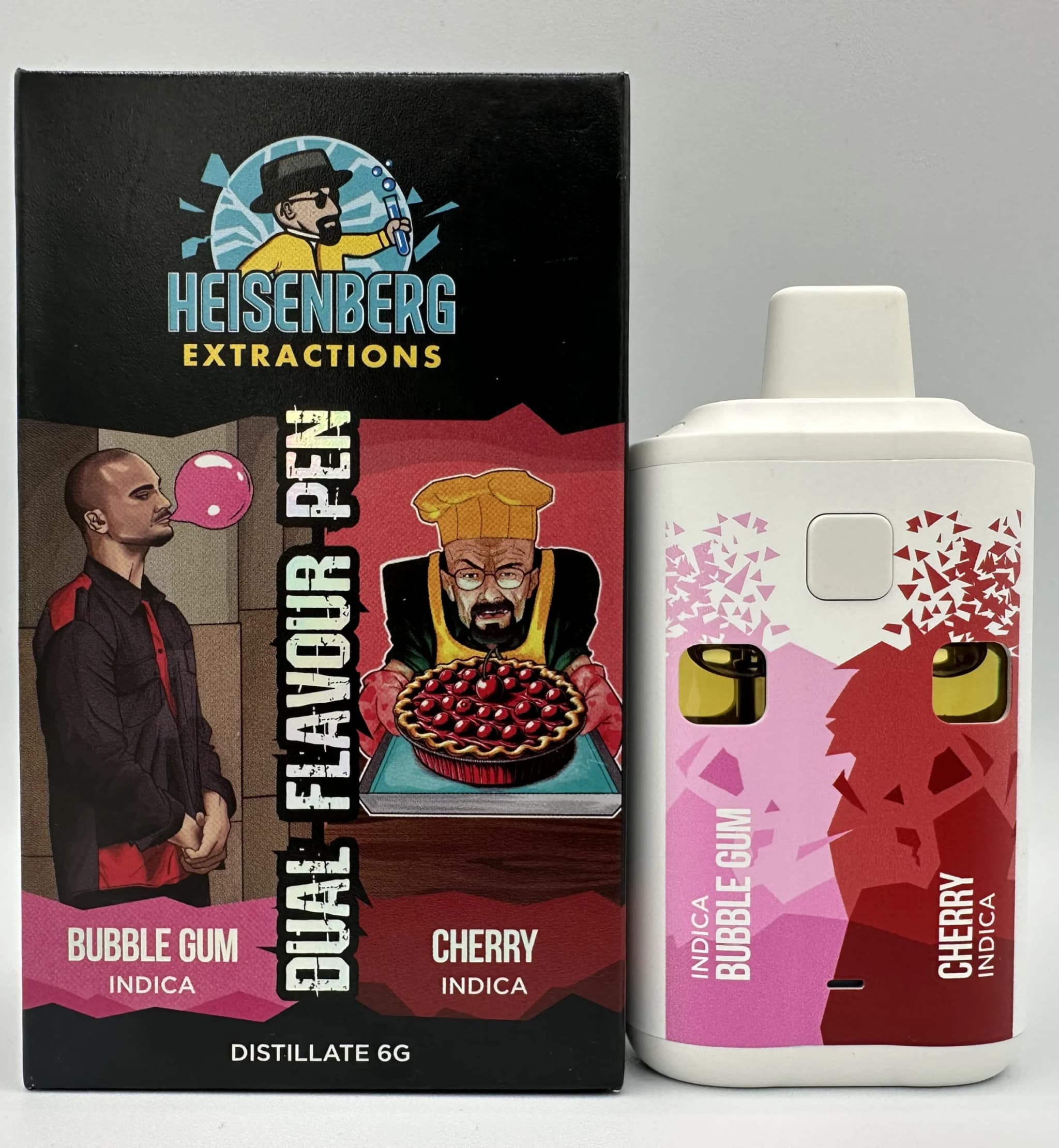 Heisenberg Extractions Dual Flavour 6g THC Vape (Bubble Gum (I) + Cherry (I))