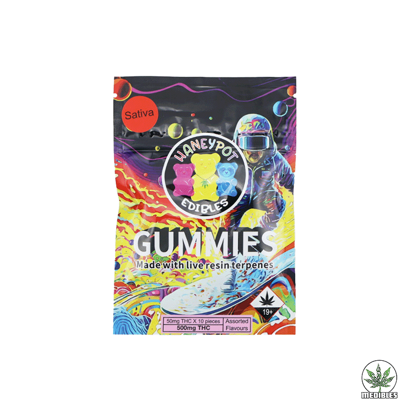 Haneypot Edibles Live Resin Terpene Gummies 500mg sativa