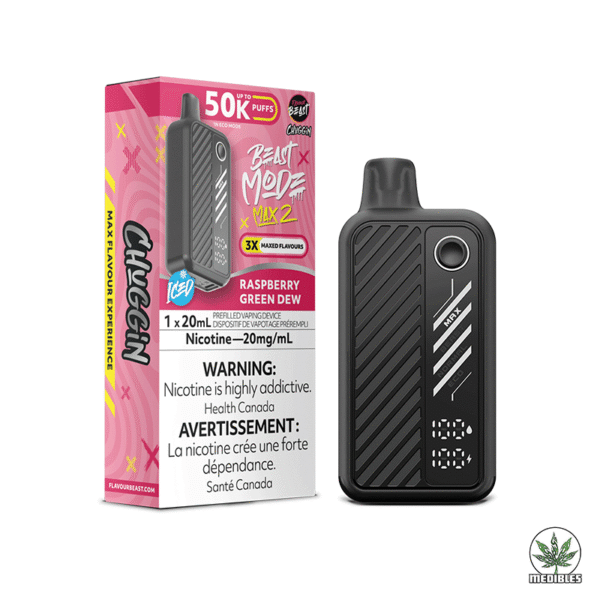 Flavour Beast Max 2 50k Nicotine Vape Raspberry Green Dew Box