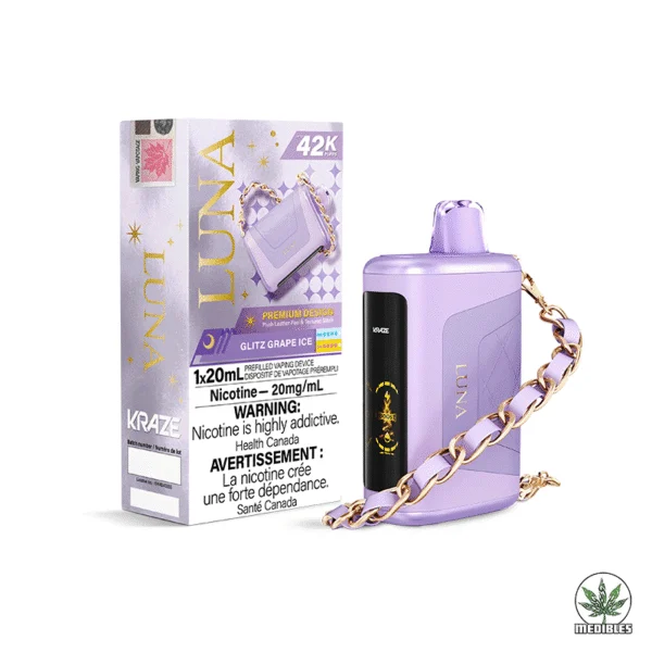 Kraze Luna 42k Disposable Vape Box Glitz Grape Ice