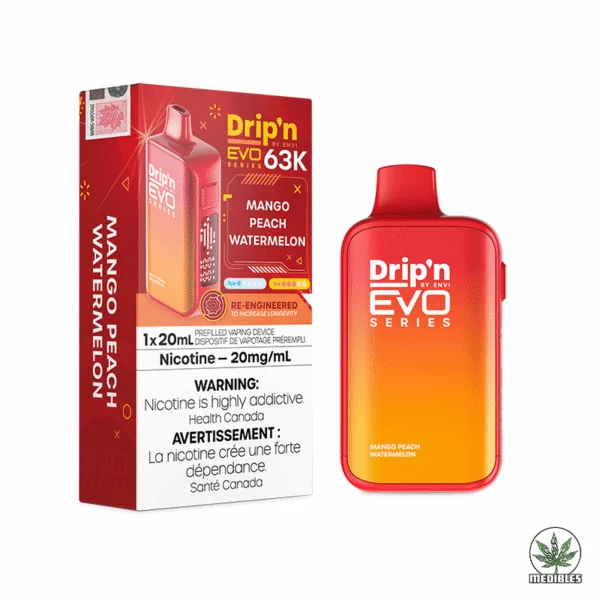 Drip'N EVO 63K Disposable Vape Box Mango Peach Watermelon