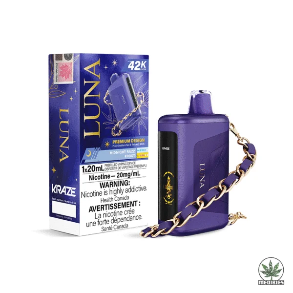 Kraze Luna 42k Disposable Vape Box Midnight Razz Frost
