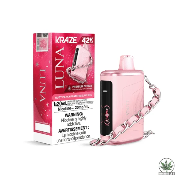 Kraze Luna 42k Disposable Vape Box Ruby Peach Watermelon Ice
