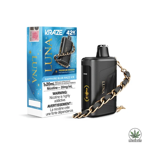 Kraze Luna 42k Disposable Vape Box Sapphire Blue Razz