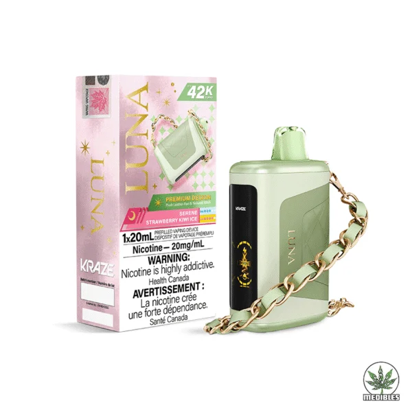 Kraze Luna 42k Disposable Vape Box Serene Strawberry Kiwi Ice