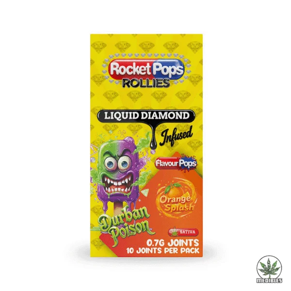 Rocket Pop Liquid Diamond Infused Joint Pack Durban Poison Orange Splash