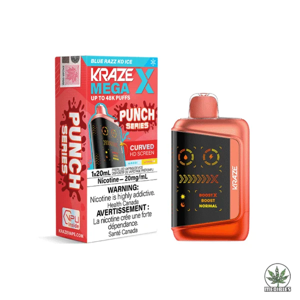 Kraze Mega X 48K Disposable Vape Box Blue Razz KO Ice