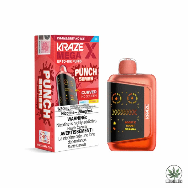 Kraze Mega X 48K Disposable Vape Box Cranberry KO Ice