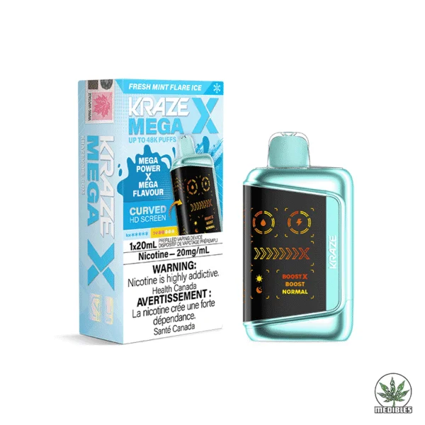 Kraze Mega X 48K Disposable Vape Box Fresh Mint Flare Ice