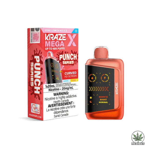 Kraze Mega X 48K Disposable Vape Box Pink Lemon KO Ice